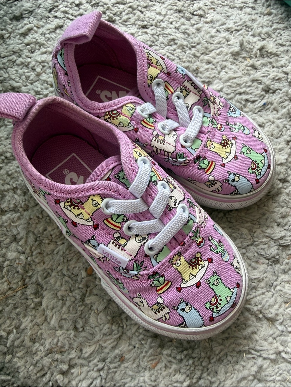 Vans Kids Pink Llama & Cactus Canvas Sneakers